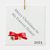 Pet's First Christmas in Forever Home Modern Keramisch Ornament (Achterkant)
