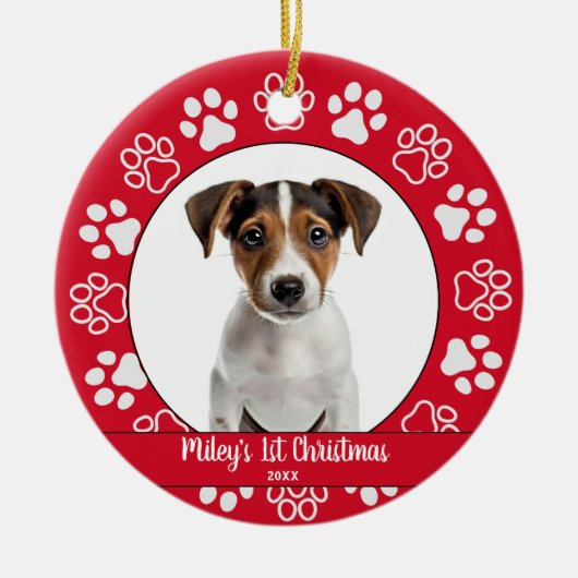 Pet's First Christmas Paw Print Ornament (Voorkant)
