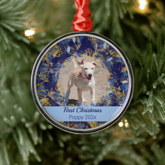 Pets First KerstBlue Wreate Metalen Ornament (Boom)