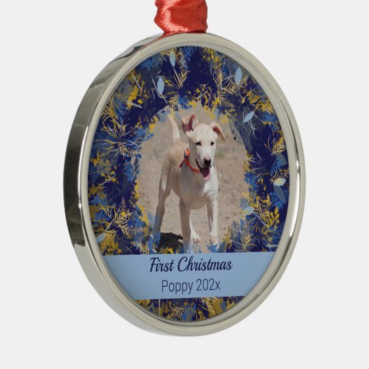 Pets First KerstBlue Wreate Metalen Ornament (Rechts)