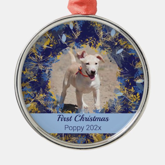 Pets First KerstBlue Wreate Metalen Ornament (Voorkant)