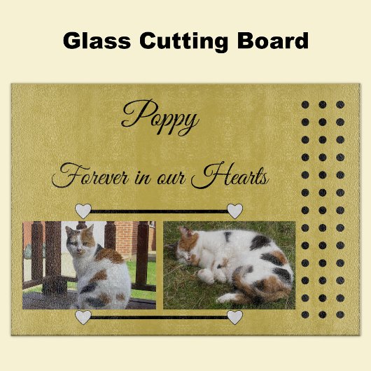 Pets Forever goud en zwart fotoglas Snijplank