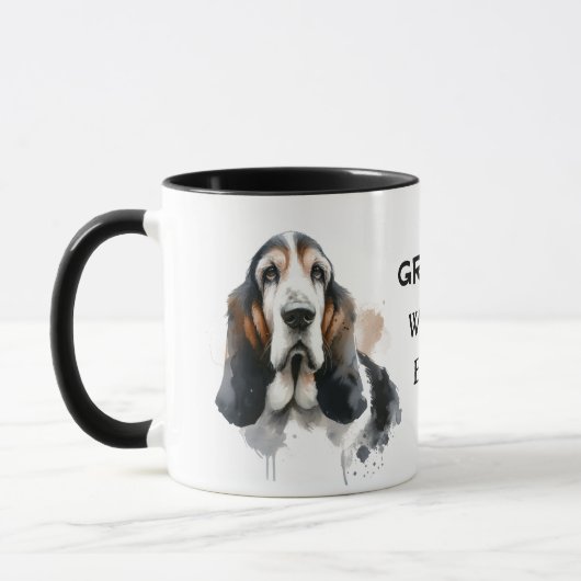 Pets Gram's Basset Watercolor Brown Personalize Mok (Links)
