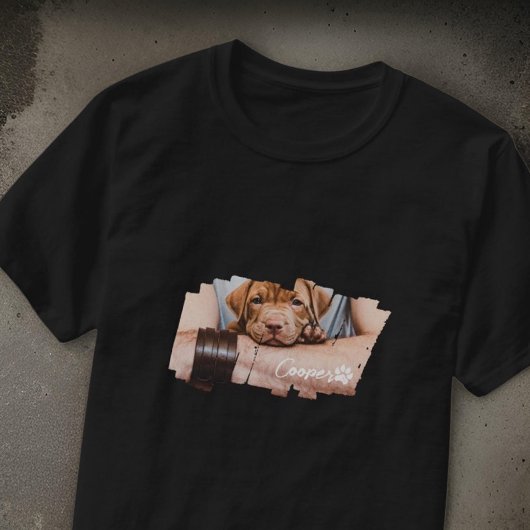 Pet's Modern Grunge Cool Typography Naam Foto Paw T-shirt