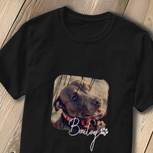 Pet's Modern Simple Cool Grunge Naam en foto T-shirt