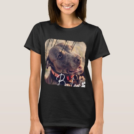 Pets Modern Simple Cool Nge Name And Photo  T-shirt (Voorkant)