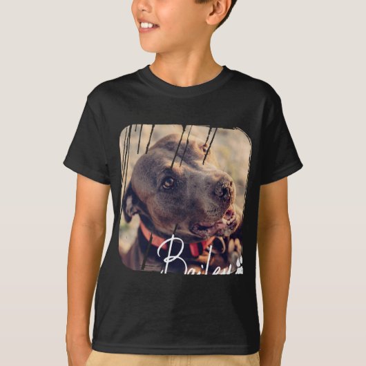 Pets Modern Simple Cool Nge Name And Photo T-shirt (Voorkant)