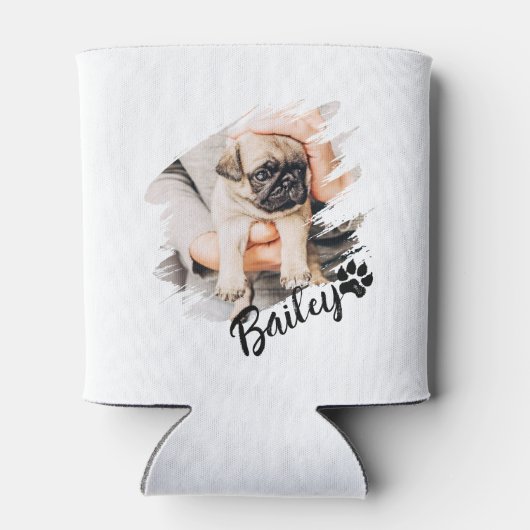 Pet's Modern Simple Cool Typography Naam en foto Blikjeskoeler (Achterkant)