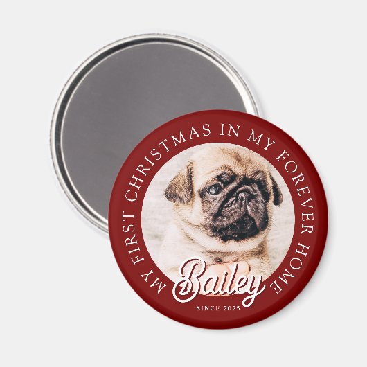 Pet's My First Christmas in Forever Home Modern Magneet (Voorkant / Achterkant)