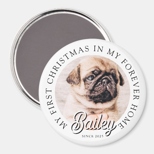 Pet's My First Christmas in Forever Home Modern Magneet (Voorkant / Achterkant)