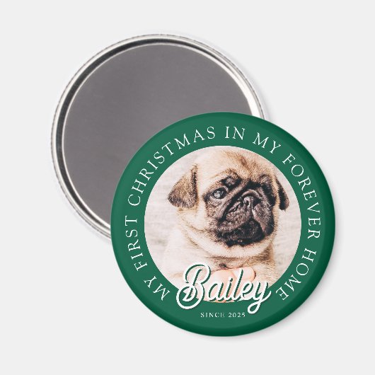 Pet's My First Christmas in Forever Home Modern Magneet (Voorkant / Achterkant)