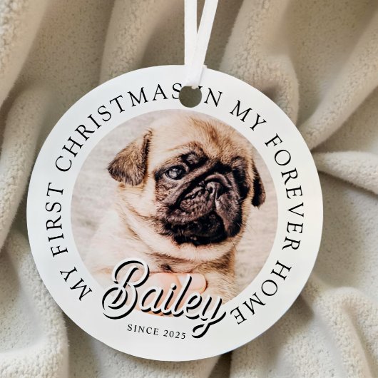 Pet's My First Christmas in Forever Home Modern Metalen Ornament