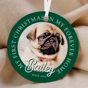 Pet's My First Christmas in Forever Home Modern Metalen Ornament