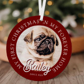 Pet's My First Christmas in Forever Home Modern Metalen Ornament