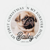 Pet's My First Christmas In Forever Home Modern Metalen Ornament (Voorkant)