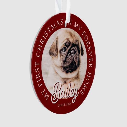 Pet's My First Christmas in Forever Home Modern Ornament (voorkant)