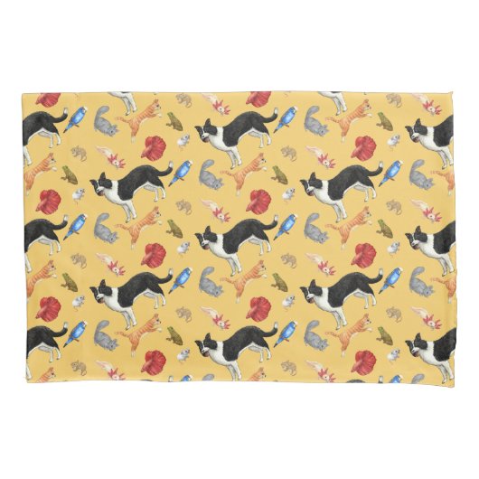 Pets on Parade Pillow Hoesje (op geel) Kussensloop (Voorkant)