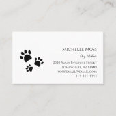 Pets Paw Prins Black White Dog Walker Visitekaartje (Voorkant)