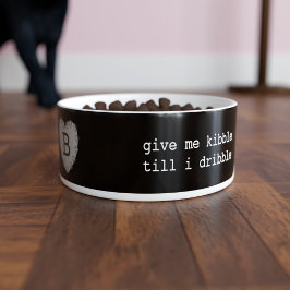 Pets Paw Print Heart Monogramed Black Cat Bowl Voerbakje