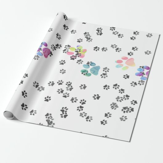 Pets Pawprints Cadeaupapier (Uitgerold)