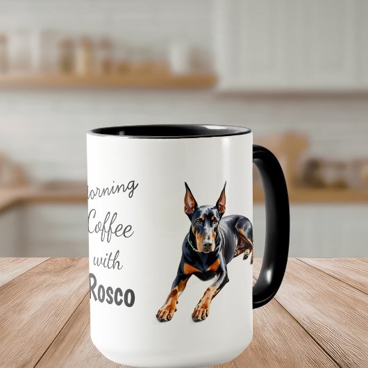 Pets Photo Doberman Coffee Black Personalize Mok