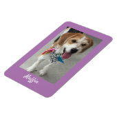 Pet's Photo of Child's Photo & Name, Lavendel Magneet (Linkerzijde)