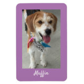 Pet's Photo of Child's Photo & Name, Lavendel Magneet (Verticaal)