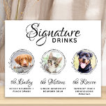 Pets Signature Drinken Bar Aangepast 3 Fotohuwelij Poster<br><div class="desc">Signature Cocktails van je huisdieren! Neem je beste hond, beste kat en elk huisdier mee op je bruiloft met zijn eigen drink bar voor je gasten. Perfect voor hondenliefhebbers, en een speciale hondenbar zal een hit zijn op je bruiloft. Eenvoudig maar elegant wit met eucalyptusbladeren. Pas dit trouwerijbord aan met...</div>