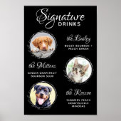 Pets Signature Drinken Custom 3 Photo Wedding Bar Poster (Voorkant)