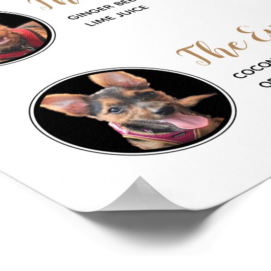 Pets Signature Drinken Wedding Cocktail Menu Poster (Hoek)