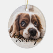 Pet's Simple Elegant Dog Name and Photo Christmas Keramisch Ornament (Links)