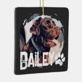 Pet's Simple Modern Cool Grunge Naam en foto Keramisch Ornament (Rechts)