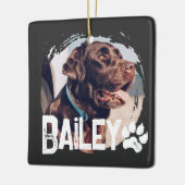 Pet's Simple Modern Cool Grunge Naam en foto Keramisch Ornament (Links)