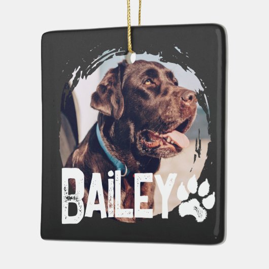 Pet's Simple Modern Cool Grunge Naam en foto Keramisch Ornament (Links)