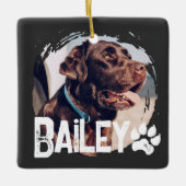 Pet's Simple Modern Cool Grunge Naam en foto Keramisch Ornament (Voorkant)