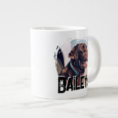 Pet's Simple Modern Cool Grunge Name and Photo Grote Koffiekop (Voorkant rechts)