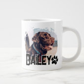 Pet's Simple Modern Cool Grunge Name and Photo Grote Koffiekop (Rechts)