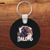 Pets Simple Modern Cool Nge Name And Photo Sleutelhanger (Voorkant)