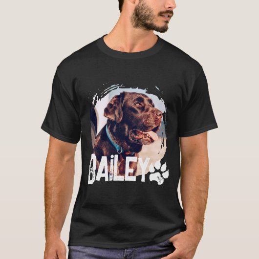 Pets Simple Modern Cool Nge Name And Photo  T-shirt (Voorkant)