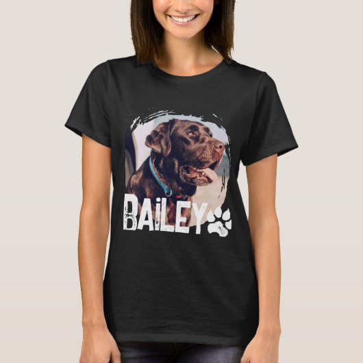 Pets Simple Modern Cool Nge Name And Photo T Shirt (Voorkant)
