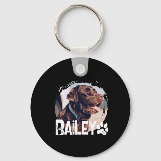 Pets Simple Modern Cool Nge Name And Photo T Shirt Sleutelhanger (Voorkant)