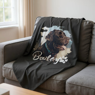 Pet's Simple Modern Cool Typografie Naam en foto Fleece Deken