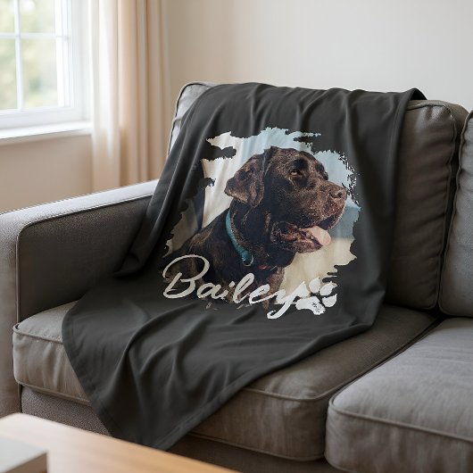 Pet's Simple Modern Cool Typografie Naam en foto Fleece Deken