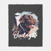 Pet's Simple Modern Cool Typografie Naam en foto Fleece Deken (Voorkant)