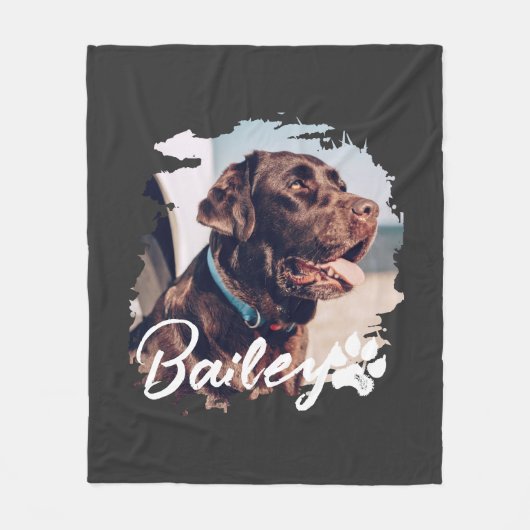 Pet's Simple Modern Cool Typografie Naam en foto Fleece Deken (Voorkant)