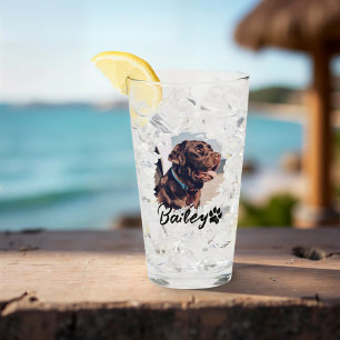 Pet's Simple Modern Cool Typografie Naam en foto Glas