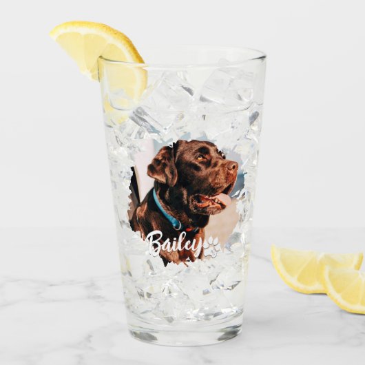 Pet's Simple Modern Cool Typografie Naam en foto Glas (Voorkant ijs)