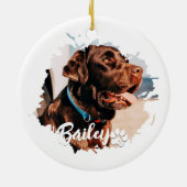 Pet's Simple Modern Cool Typografie Naam en foto Keramisch Ornament (Achterkant)