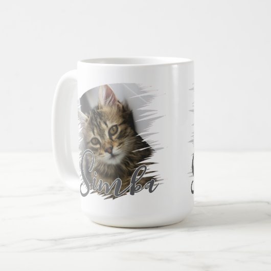 Pet's Simple Modern Cool Typografie Naam en foto Koffiemok (Voorkant links)