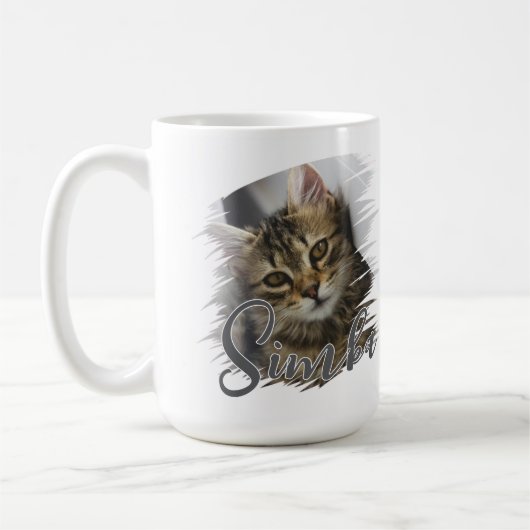 Pet's Simple Modern Cool Typografie Naam en foto Koffiemok (Links)